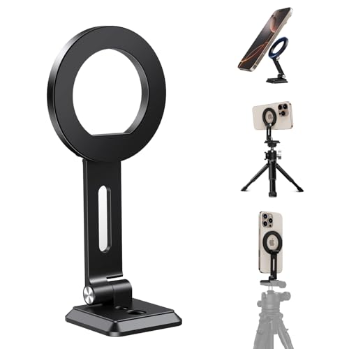 elitehood Aluminum Magsafe iPhone Tripod Mount with Arca Port, Magnetic Phone Mount for Tripod with 1/4" 3/8" Screw Adapter, Cell Phone Holder Stand for Video Recording Live Streaming Vlogging - style: Arca Base