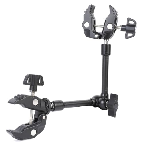 PellKing Magic Arm Clamp Kit, Camera Mount Articulating Friction Arm w 2 Pcs Super Clamp, w 1/4"-20 Screw and Thread Hole, for Camera, Light, Monitor, Webcam or Action Camera 2kg, for Table, Tube