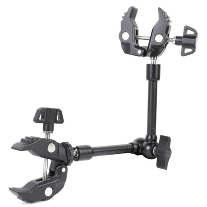 PellKing Magic Arm Clamp Kit, Camera Mount Articulating Friction Arm w 2 Pcs Super Clamp, w 1/4"-20 Screw and Thread Hole, for Camera, Light, Monitor, Webcam or Action Camera 2kg, for Table, Tube