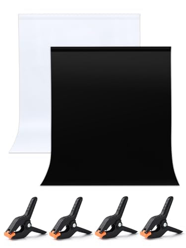 UTEBIT 6.5x10ft Black White Backdrop Screen, High Density Polyester Fabric | Pure Black White Photo Backdrop Curtain Screen with 4 Spring Clamps for Photography Photoshoot Portrait Party Video Studio - size: 3*5FT
