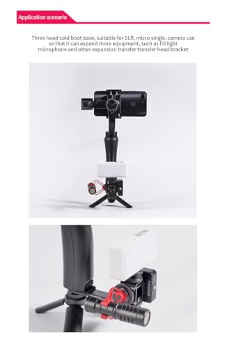 Triple Cold Shoe Mount Extension Bar, Aluminum Alloy Camera Flash Bracket with 1/4" Tripod Screw Adapter, Mic & LED Light Mount for DSLR, Vlogging, Livestreaming (ST-001) - color: ST-001