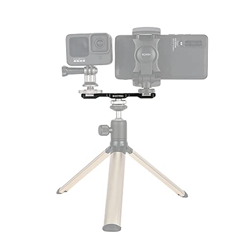 NICEYRIG Dual Cold Shoe Mount Flash LED Light Microphone Vlog Vlogging Extension Bracket with Shoe Mount 1/4 Thread Applicable for DSLR Camera Mini Tripod Monopod - 432