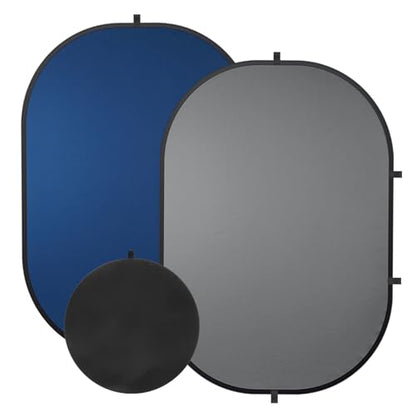 Blue Gray Pop up Backdrop 5x6.5ft/1.5x2m, Self-Tape Photography Backdrops with Carry Bag Collapsible Portable Background for Auditions Photoshoot TikTok YouTube Video Live Streaming - size: 5 x 6.5 ft