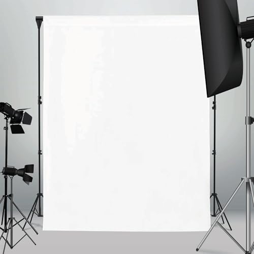 5x7ft White Backdrop for Photography, Pocket Design Photo Booth Background for Portrait Photoshoot, Party Decorations and Video Studio Background, White Backdrop Curtain for Soft Fabric Drapes - color: White, size: 5x7ft