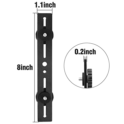 Dual Camera Mount Flash Extension Bar, ChromLives 8"/20.3cm Tripod Bracket Mount, 1/4'' Dual Hot Shoe Mount for Camera Compatible with LED Light, DSLR Camera, Tripod and More