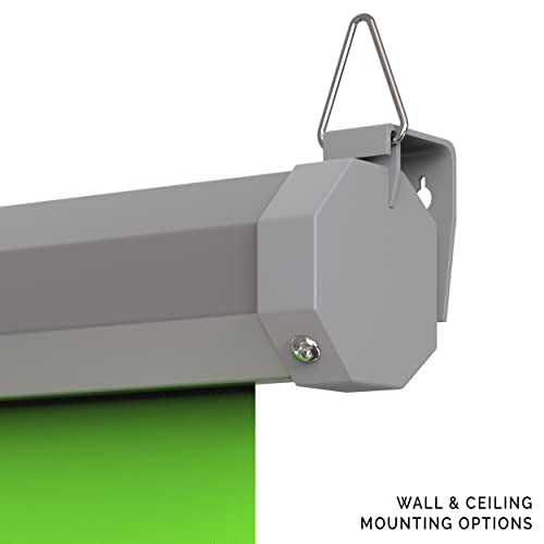 【Wider Style】 KHOMO Gear Green Screen 84 x 84 inch – Extra Large Pull Down Backdrop – Portable Collapsible Roll Down Projector Screen – Green Screen for Video, Streaming, and Photography - color: Green - Grey Metal Frame