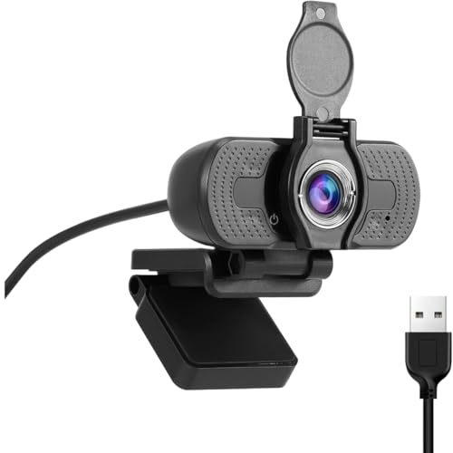 1080P Webcam with Privacy Cover & Noise-Cancelling Mic for Webinars