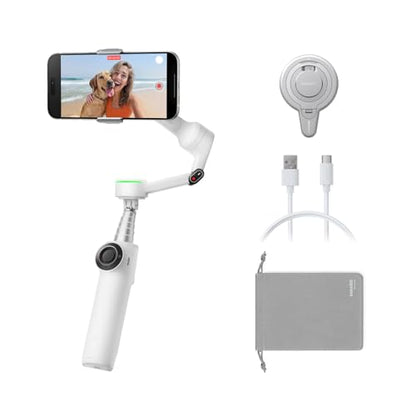 Insta360 Flow 2 Pro Magnetic Mount Bundle - Foldable AI Phone Gimbal, Track in 200+ iOS Apps, Multi-Person & 360 Pan Tracking, Built-in Tripod/Selfie Stick, iPhone/Android Stabilizer - color: Summit White - Magnetic Mount Bundle