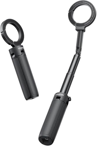 ULANZI MT71 Mini Magnetic Selfie Stick Tripod, Foldable & Lightweight, 180° Tilt, Compatible with iPhone 17-12 Series, with Adhesive Magnetic Ring for Desktop Shooting/Vlog/Selfie