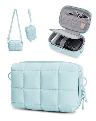 BAGSMART Digital Camera Case, Protective Puffy Camera Case with 2 Carrying Ways, Lightweight & Waterproof Small Camera Bag for Canon PowerShot G7X Mark II/III/Sony DSCW800/DSCW830 - Light Blue - color: Light Blue