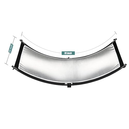 Clamshell Light Reflector Diffuser with Carrying Bag, 70"x24"/180x60cm Photography Arclight Curved Lighting Reflector for Photo Video Studio Outdoor Shooting, Black/White/Gold/Silver (70"x24")
