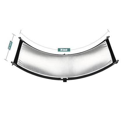 Clamshell Light Reflector Diffuser with Carrying Bag, 70"x24"/180x60cm Photography Arclight Curved Lighting Reflector for Photo Video Studio Outdoor Shooting, Black/White/Gold/Silver (70"x24")