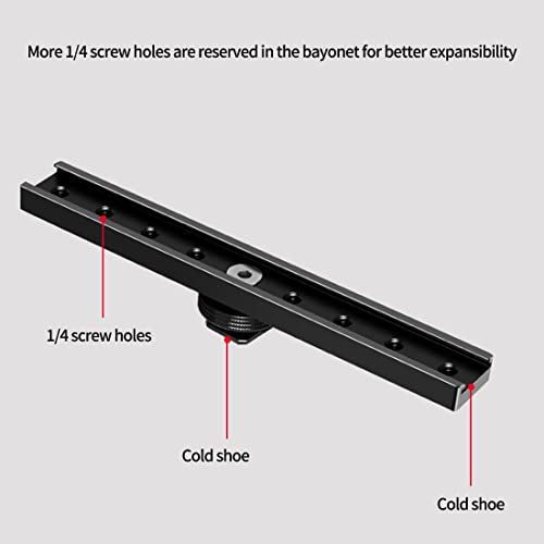 Dual Cold Shoe Extension Bar, Cold Shoe Splitter, 18cm Extension Rail Bracket Bar 1/4" Screw Cold Shoe Mount for Flash Speedlite Video Light Microphone