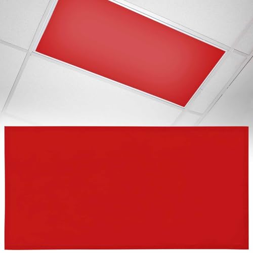 1 Pack Fluorescent Light Cover 4x2 Feet, Christmas Red Lights Filters Drop Fluorescent Lights Shade Panel, Farmhouse Solid Red Color Modern Art Magnetic Ceiling Light Cover for Classroom Office - color: Red, size: 1 Piece