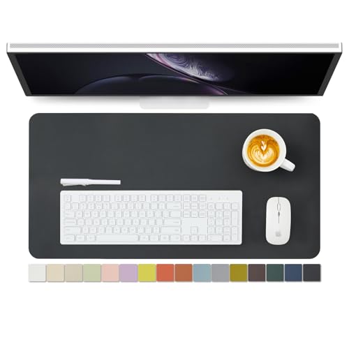 Leather Desk Mat - Non-Slip PU Desk Pad for Office and Home - Desk Organization and Accessories - Ideal for Large Mouse Pad and Desk Mats on Top of Desks (Black,27.6"x 13.8") - color: Black, size: 27.6" x 13.8"