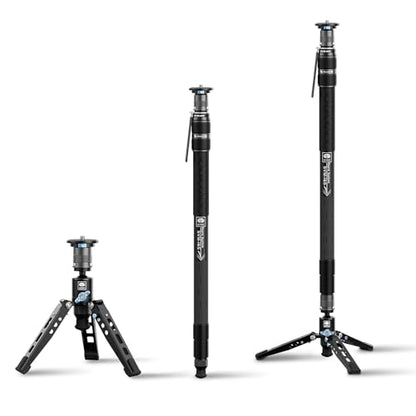 SIRUI SVM-165 Rapid Monopod for Cameras, 65” Carbon Fiber Monopod with Feet, One-Step Rapid Height Adjustment, Lightweight for DSLR Camera, Modular 3 in 1, Max Load 22lbs - size: SVM-165