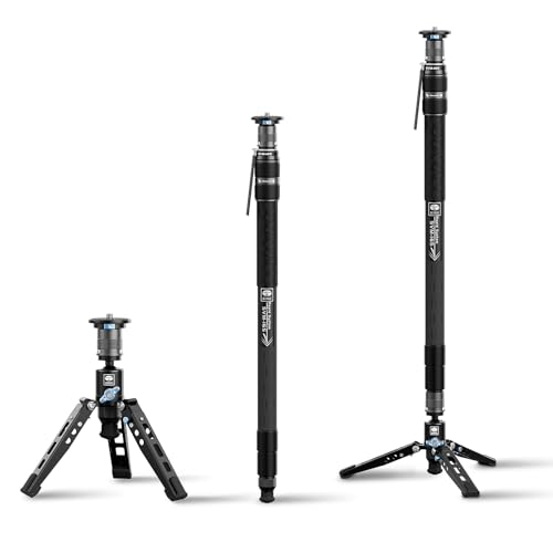 SIRUI SVM-165 Rapid Monopod for Cameras, 65” Carbon Fiber Monopod with Feet, One-Step Rapid Height Adjustment, Lightweight for DSLR Camera, Modular 3 in 1, Max Load 22lbs - size: SVM-165