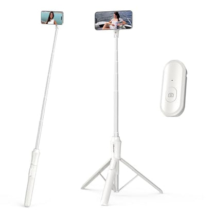 UBeesize 62'' Magnetic Selfie Stick Phone Tripod with Wireless Remote, Extendable Cell Phone Tripod Stand, Compatible with MagSafe, Cellphone Tripod for iPhone 15 14 13 12 and Android Phones White - color: White, size: 62-in