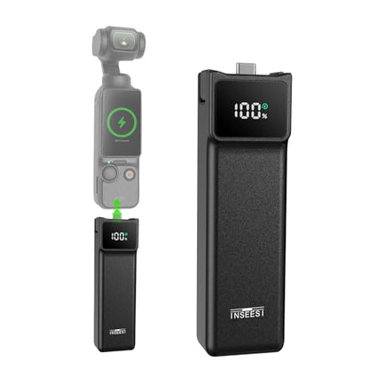 Battery Handle Compatible with DJI Osmo Pocket 3 and Pocket 4 Accessories, with Digital Screen for Pocket 3 Battery Grips for Xtra Muse Built-in 5000mAh Battery Fast Charging and Reserved 1/4”Thread
