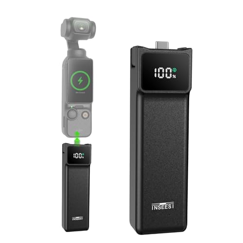 Battery Handle Compatible with DJI Osmo Pocket 3 and Pocket 4 Accessories, with Digital Screen for Pocket 3 Battery Grips for Xtra Muse Built-in 5000mAh Battery Fast Charging and Reserved 1/4”Thread