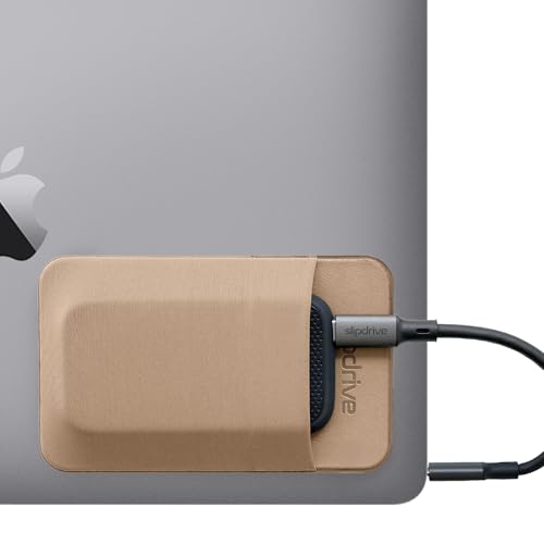 Slipdrive - Portable Hard Drive Sleeve for Laptop - SSD Solid State Drive - Reusable Adhesive - 5” x 3.2” Stick on External Hard Drive Carrying Case - Travel Pocket Pouch (Small, Sand Stone) - color: Sand Stone, size: Small (For SSD)