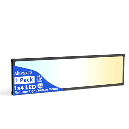 AIKVSXER 1Pack 1x4 LED Flat Panel Light, 6500LM Ultra-Bright, 30-50W Black | 3000K-6500K Adjustable, 0-10V Dimming, AC120-277V, Slim Surface Mount Ceiling Light for Office, Home, Garage - color: Black, size: 1x4ft-1P