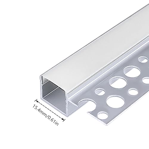 inShareplus Plaster-in LED Profile, 6 Pack 3.3ft/1M LED Aluminium Channel with Milky Diffuser, Trimless Recessed Single-Sided LED Strip Diffuser for Under Cabinet, Wall, Ceiling and Corners of Walls - size: single-edge 6-pack (plaster-in)
