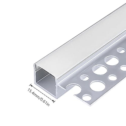inShareplus Plaster-in LED Profile, 6 Pack 3.3ft/1M LED Aluminium Channel with Milky Diffuser, Trimless Recessed Single-Sided LED Strip Diffuser for Under Cabinet, Wall, Ceiling and Corners of Walls - size: single-edge 6-pack (plaster-in)