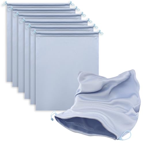 Microfiber Drawstring Bags, Multi-Size Soft Protective Pouches for Shoes, Ski Goggles, Sunglasses, Handbags & Camera Lenses - color: Light Blue