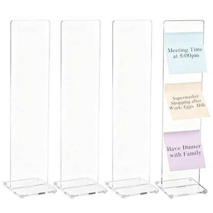 4Pack Computer Monitor Memo Board Acrylic Monitor Sticky Note Holder Clear Sticky Notes Organizer Portable Message Panel Reminder Office Desk Accessories for Office Home