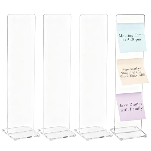 4Pack Computer Monitor Memo Board Acrylic Monitor Sticky Note Holder Clear Sticky Notes Organizer Portable Message Panel Reminder Office Desk Accessories for Office Home