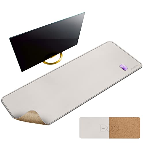 MAIDERN 55" x 24" Cork & Leather Desk Pad, Large XXL Mat, Full Mouse Pad, Dual Sided Protector for Gaming Home Office (Cream) - color: Cork+cream, size: 55" x 24"