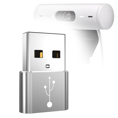 BoxWave Adapter Compatible with Logitech Brio 500 - USB-A to C PortChanger (5-Pack), Type-C OTG Convert Charging Data Adapter - Metallic Silver