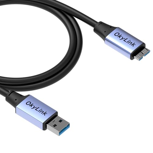 OkyLink USB 3.0 A to Micro-B Cable, Male to Male, 5Gbps 3ft | 1M, 3.2 Gen 1, for External Hard Drive HDD SSD - color: Gray USB3.0, size: 3ft (1m)
