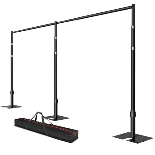 Pipe and Drape Backdrop Stand, 20x10ft Heavy Duty Adjustable Background Frame with Metal Base, Back Drop Holder for Parties Photography Wedding Photoshoot Decoration - Black - color: Black, size: 10x20ft
