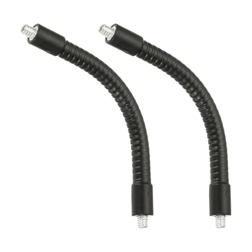 PATIKIL 6" Gooseneck, 2Pcs 1/4"-20 Male to Male Thread Metal Universal Hose Flexible Arm Gooseneck Tube Extension Holder for Action Camera, Phone, Microphone, Black - size: 6"