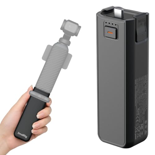 SmallRig Osmo Pocket 4P/4/3/Xtra Muse Battery Handle 5000mAh for DJI | 20W Fast Charge Power Grip, Wireless Mic Direct Connection, 1/4" Thread for Tripod/Selfie Stick, Smart Temperature Control