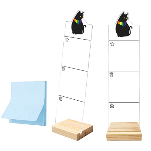 Monitor Memo Board Computer Monitor Memo Board Sticky Note Organizer Black Cat Acrylic Desk Accessories Removable Wooden Base Set Sticky Notes 100 Sheets 11.8×3.1 inches - color: Cat 02