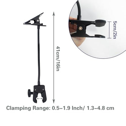 Photography Reflector Holder, 11 Inch Bendable Metal Reflector Photography Stand Clamp for Backdrop, Diffuser, Lighting, Clamping Range 0.5''-1.9''