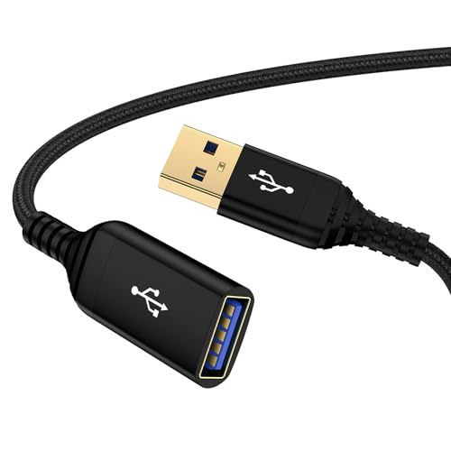 USB Extension Cable,USB Extender Cord,USB 3.0 Extension Cable 6FT USB to USB Cable Male to Female Type A to Type A Cord High Data Transfer for Webcam,USB Keyboard,Flash Drive,Hard Drive,Printer,Mouse - color: Black