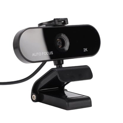 2K Webcam with Microphone, Privacy Cover, 75 Wide Angle Lens, Auto Focus, Plug and Play USB Camera External Webcam for Laptop, PC
