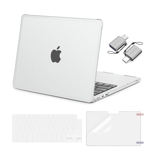 MOSISO Compatible with MacBook Air 13 inch Case M5 M4 M3 M2 2026-2022 A3449 A3240 A3113 A2681,Protective Hard Case&Keyboard Skin&Screen Film&Type C with TPU Bumper for MacBook Air 13.6, Matte Clear - color: Matte Clear