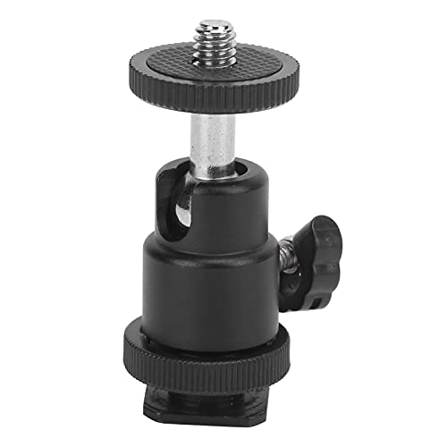 Mini Ball Head 360 Degree Panoramic Tripod Head with 1/4' Screw & Cold Shoe, All Metal Camera Mount Adapter for DSLR, Monopod, Light Holder, Action Cam, Smartphone