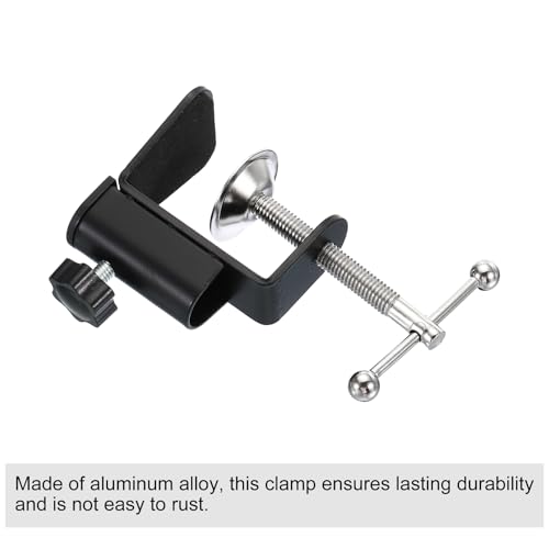 PATIKIL 0.47" Hole Dia. Desk Clamp, 4 Pcs Aluminum Alloy Bracket Universal Adjustable C-Clamp Mount Holder for Microphone Mic Arm Table Lamp Stand, Black - color: Black