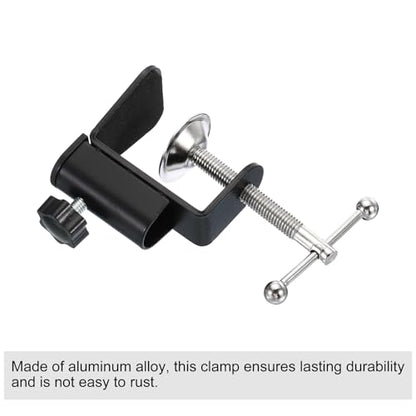 PATIKIL 0.47" Hole Dia. Desk Clamp, 4 Pcs Aluminum Alloy Bracket Universal Adjustable C-Clamp Mount Holder for Microphone Mic Arm Table Lamp Stand, Black - color: Black
