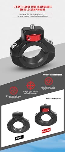 Motorcycle Handlebar Clip Holder 1/4 Screw Bicycle Bike Seatpost Clamp Compatible with Gopro 13 ONE Action Camera Accessories (Black Clip) - color: Black Clip