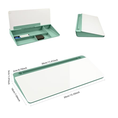 Desktop Whiteboard, Glass Dry Erase Board, Desk Board Buddy,Computer Keyboard Stand,Desk Whiteboard Organizer for Home,Office,School Supplies(Green) - color: Green