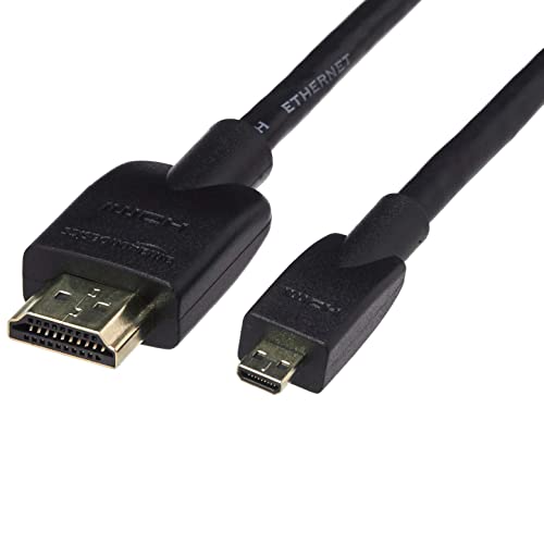 Amazon Basics Micro HDMI to HDMI Cable, 18Gbps High-Speed, 4K@60Hz, 2160p, 48-Bit Color, Ethernet Ready, 6 Foot, Black