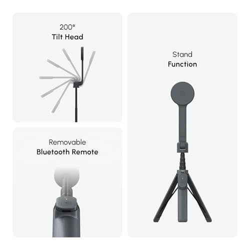ShiftCam SnapStand Max – Magnetic Selfie Stick & Tripod – Compact, Foldable & Extendable with Tilt Head and Magnetic Bluetooth Remote (Jet Black, SnapStand Selfie) - color: Jet Black, size: SnapStand Selfie