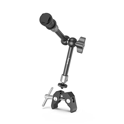SMALLRIG 11'' Articulating Magic Arm and Clamp w/ 1/4" and 3/8" Thread, Adjustable Friction Power Camera Mount with Cold Shoe Mount for Monitor, LED Lights, Mic, for DJI/Insta360 Action Cameras - 3726